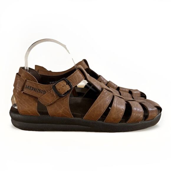 Mephisto Men's US 11 UK 45 Fisherman Sandals Leather Brown - Picture 5 of 8